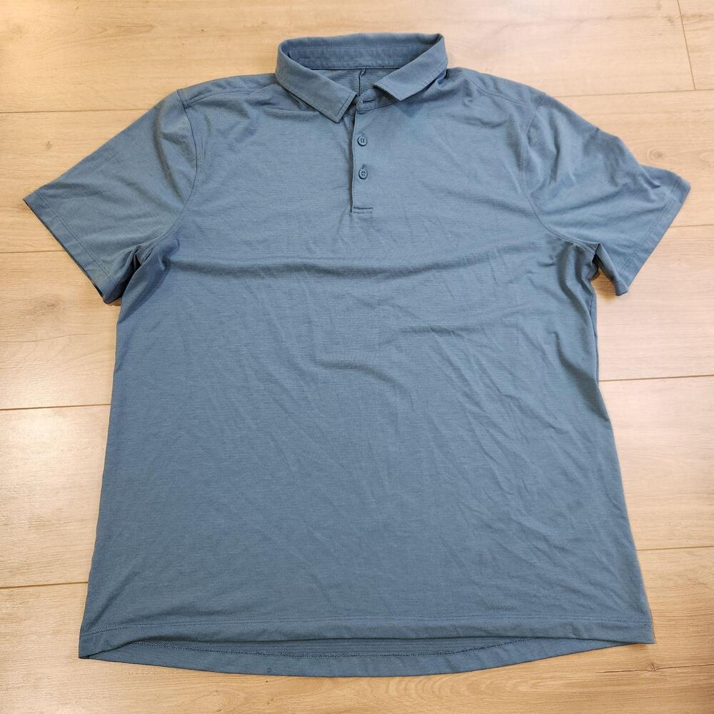 Lululemon Polo Shirt Mens XL Blue Short Sleeve Athletic Golf Performance Top